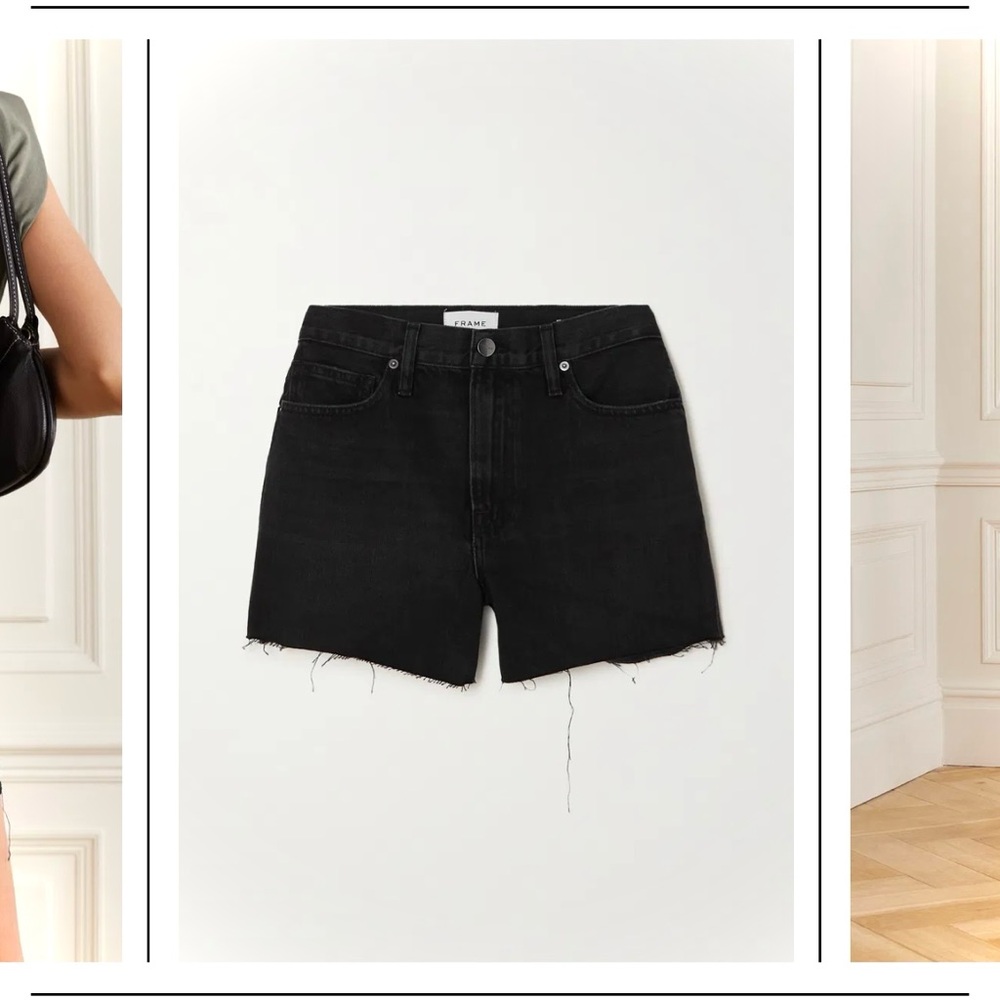 FRAME | 34 | Le Simone Short Raw After in Grayridge Distressed Cut-Off Charcoal